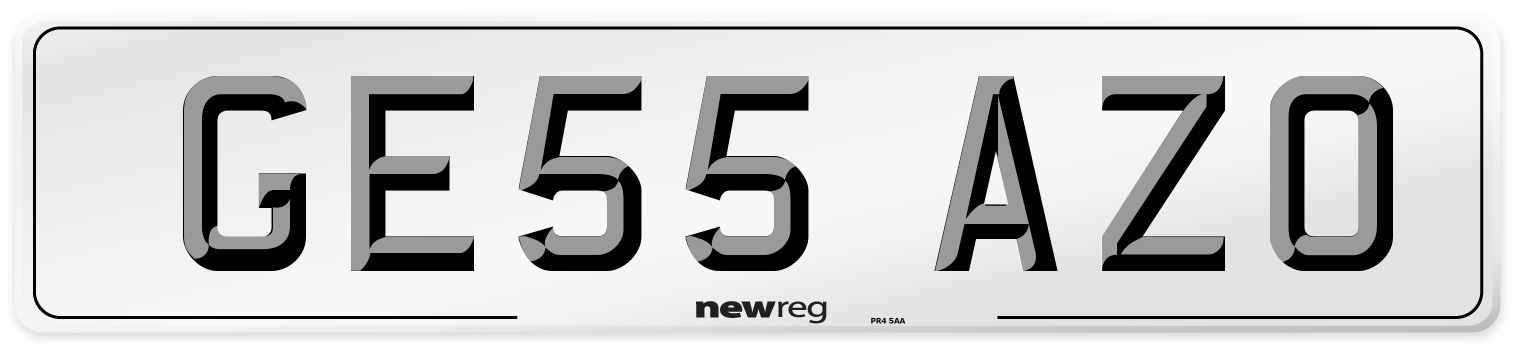 GE55 AZO Number Plate from New Reg